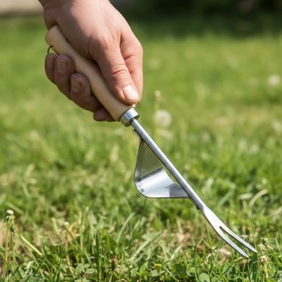 arrache mauvaise herbe tenu dans une main 