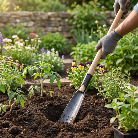 bêche jardin trou pour jeune plantes