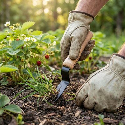 désherbeur écologique arrachant mauvaises herbes