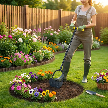 femme utilisant taille bordure pour rond de fleur