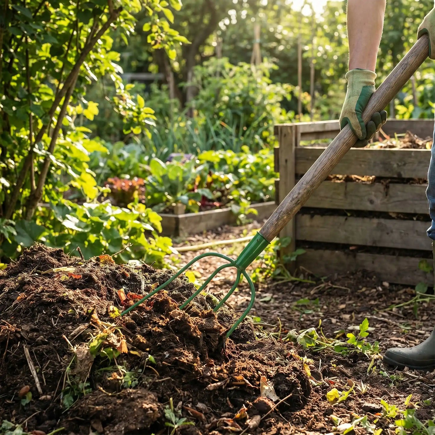 fourche à bêcher pour le compost