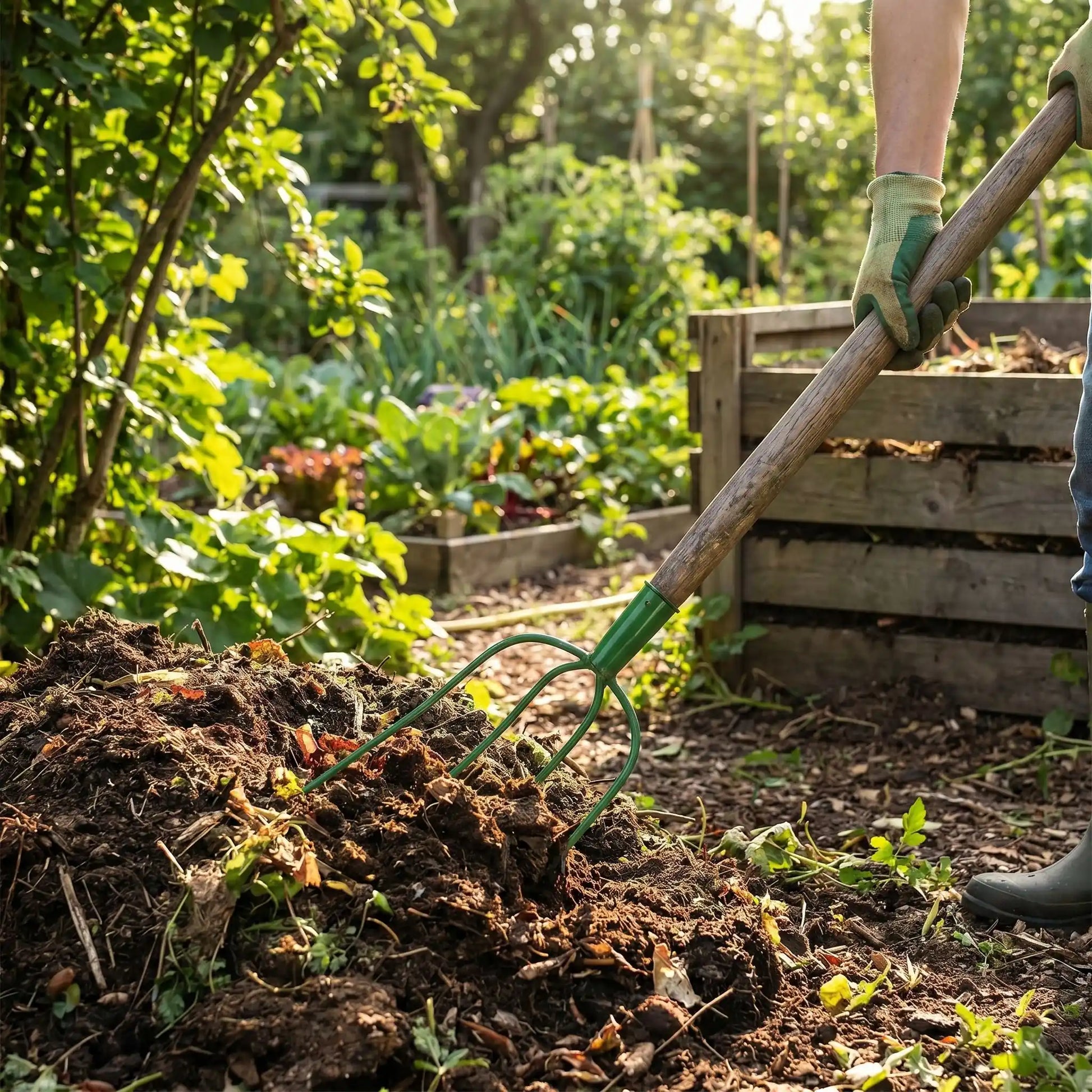 fourche à bêcher pour le compost