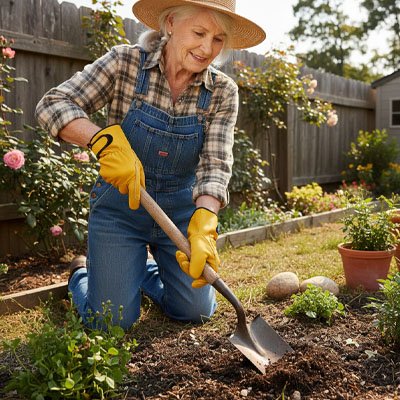 gant anti coupure utilisé par femme qui jardine