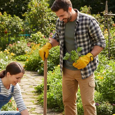 gant anti coupure utilisé par homme qui jardine