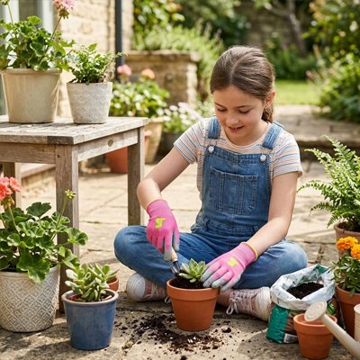 Gant jardinage enfant qui transplante