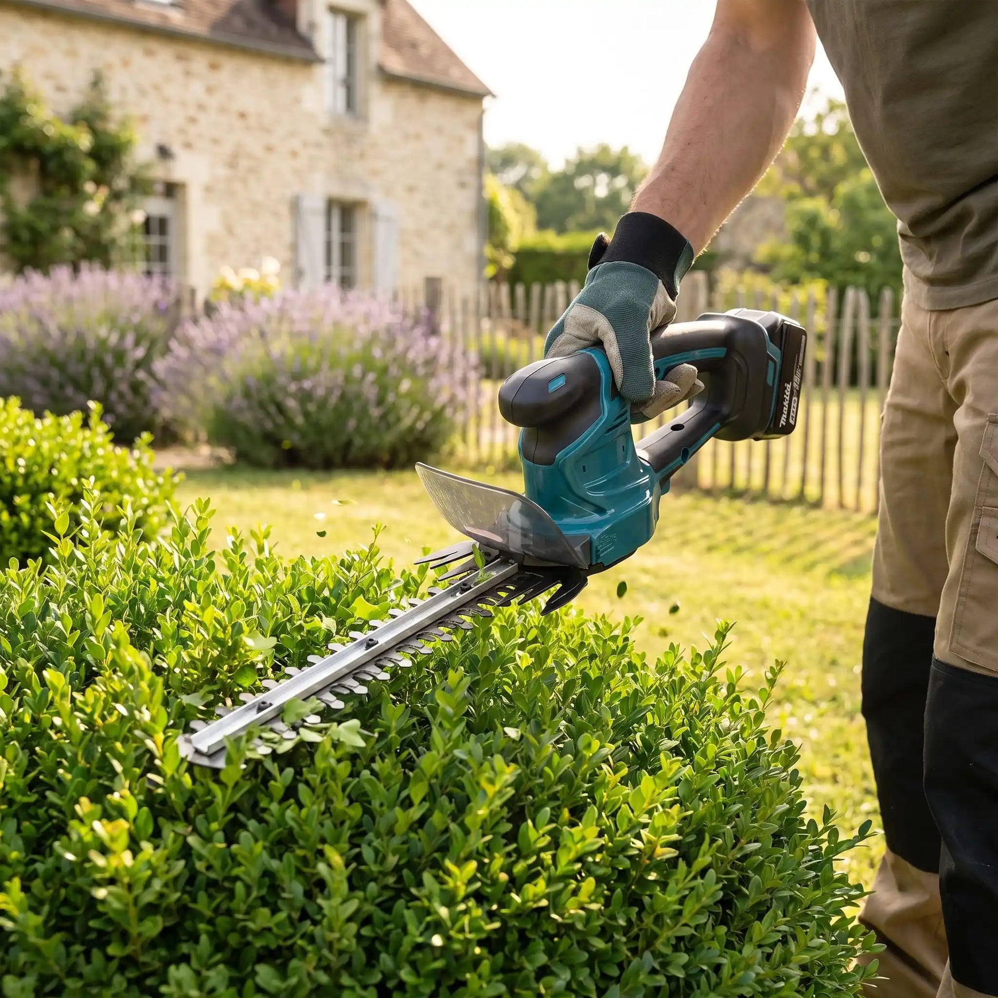 homme qui jardine avec taille haie