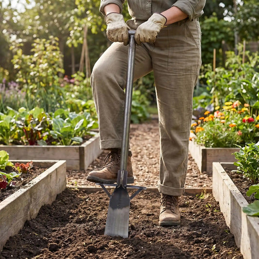 jardinier utilisant bêche