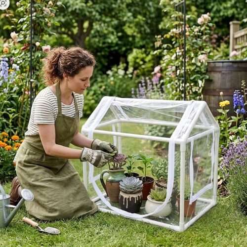 Mini serre de jardin utilisé par jardinière