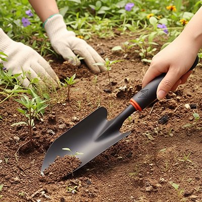 Pelle jardinage qui creuse dans la terre