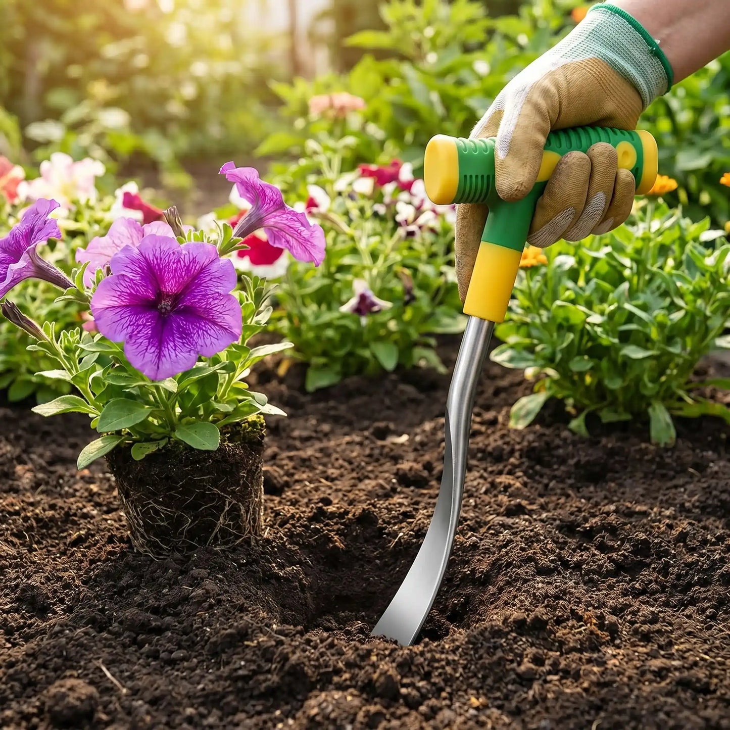 pelles de jardin transplantant fleur