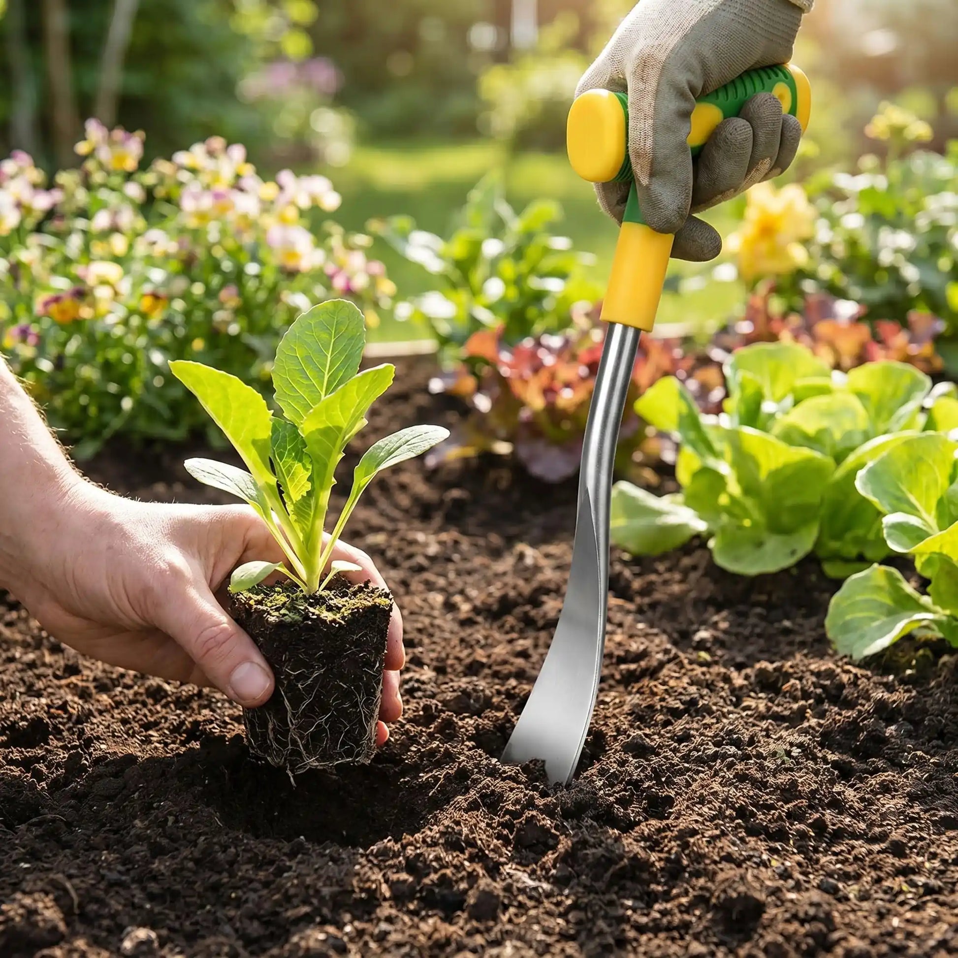 pelles de jardin transplante salade