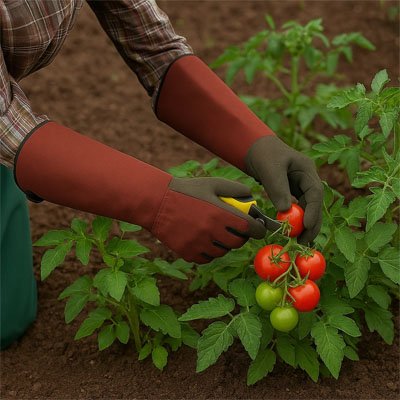 personne qui jardine avec des gants anti-coupures