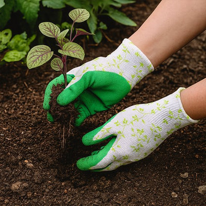personne qui jardine avec Gants de jardinage 