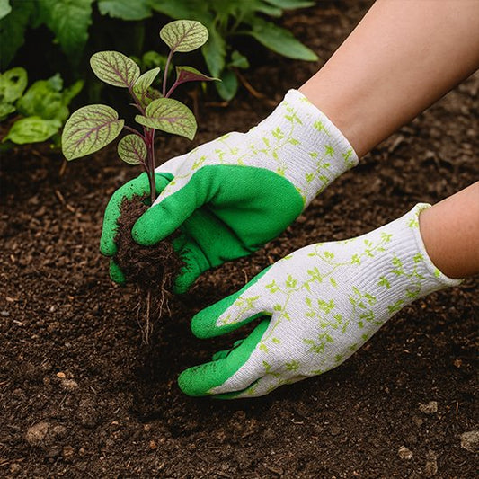 personne qui jardine avec Gants de jardinage 