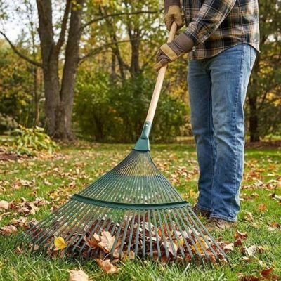 Rateau a feuille homme racle feuilles sur grand terrain