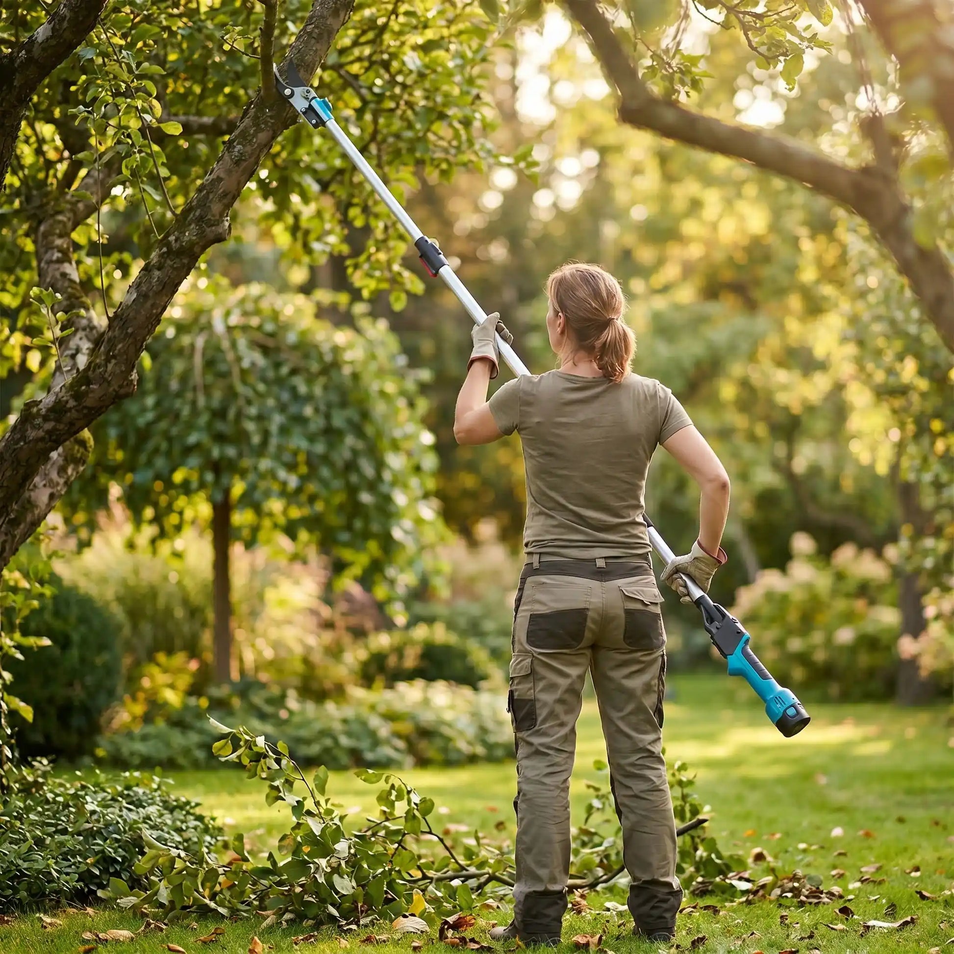 sécateur à batterie utlisé par  femme