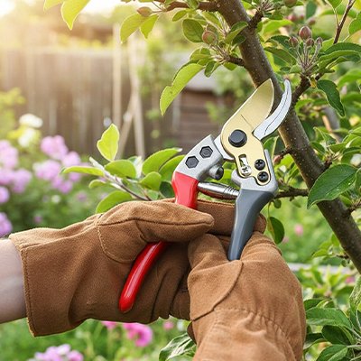 Secateur coupant branche main avec gant