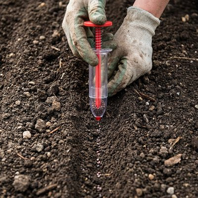 semoir manuel pour petites graines semant en ranger dans jardin