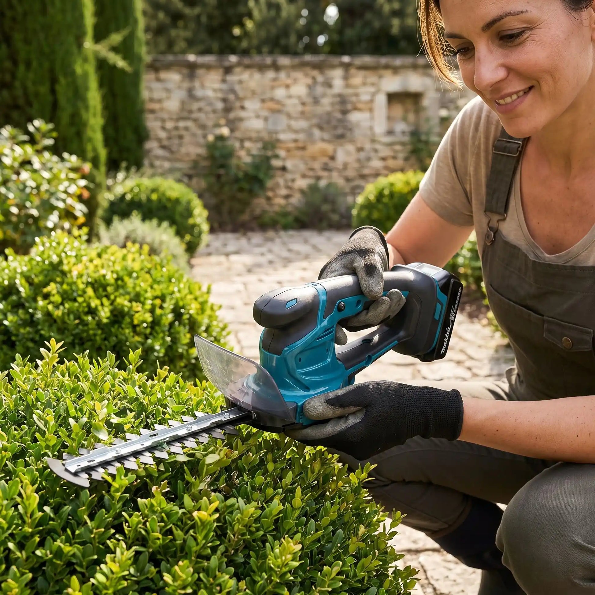 taille haie utilise par femme qui jardine