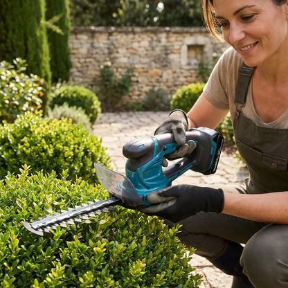 taille haie utilise par femme qui jardine